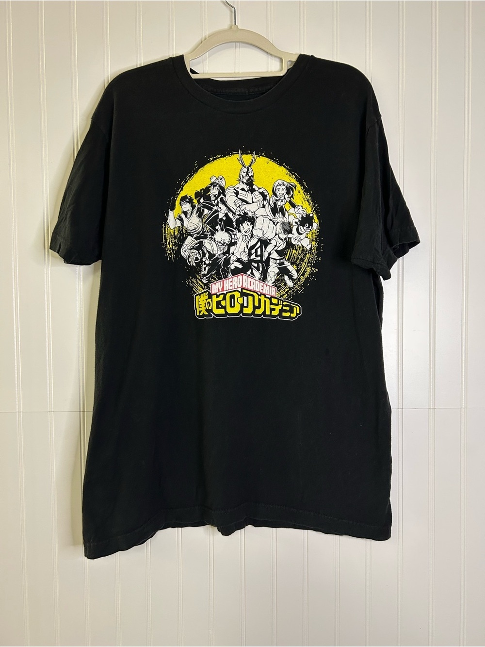My Hero Academia Black Graphic Tee with Yellow Logo Size Large